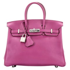 Hermes Birkin Handbag Anemone Swift with Palladium Hardware 25