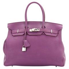 Hermes Birkin Handbag Anemone Togo with Palladium Hardware 35