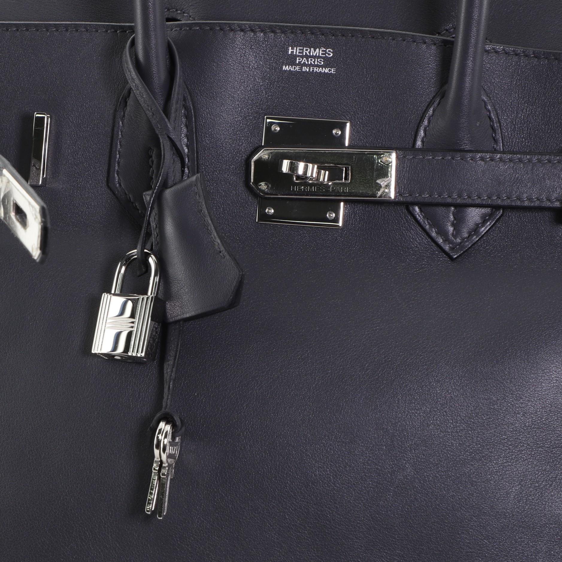 Women's Hermes Birkin Handbag Ardoise Swift with Palladium Hardware 30
