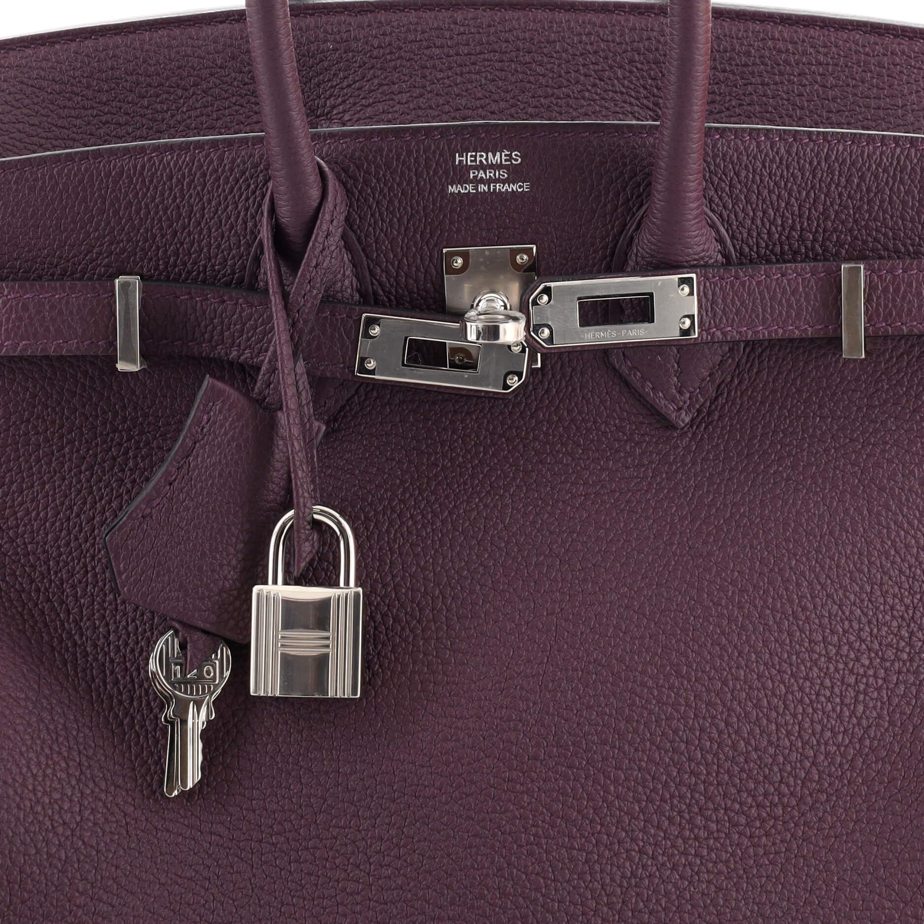 Hermes Birkin Handbag Aubergine Togo with Palladium Hardware 25 3
