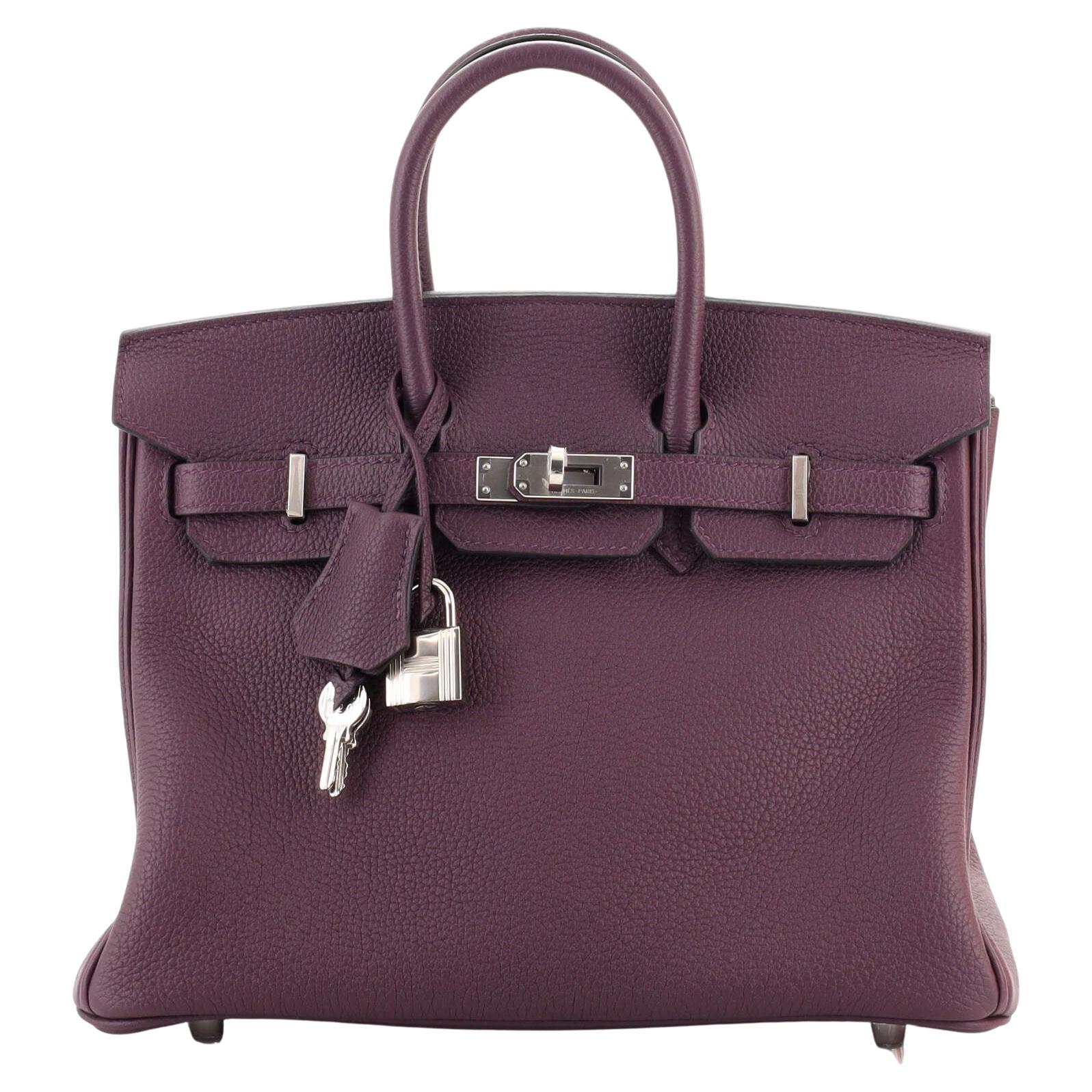 Hermes Birkin Handbag Aubergine Togo with Palladium Hardware 25