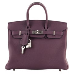 Hermes Birkin Handbag Aubergine Togo with Palladium Hardware 25