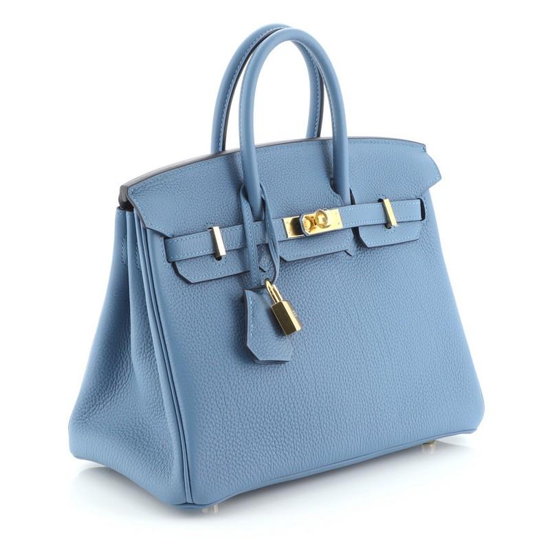 Hermes Birkin Handtasche Azur Togo mit Gold Hardware 25 (Blau)