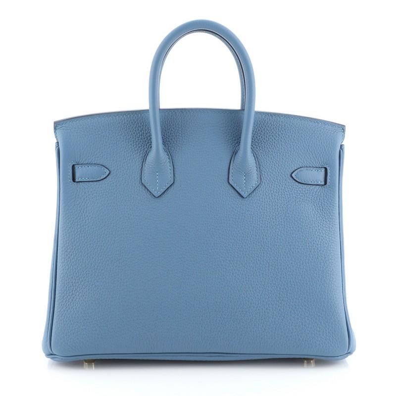 Hermes Birkin Handtasche Azur Togo mit Gold Hardware 25 im Zustand „Gut“ in NY, NY