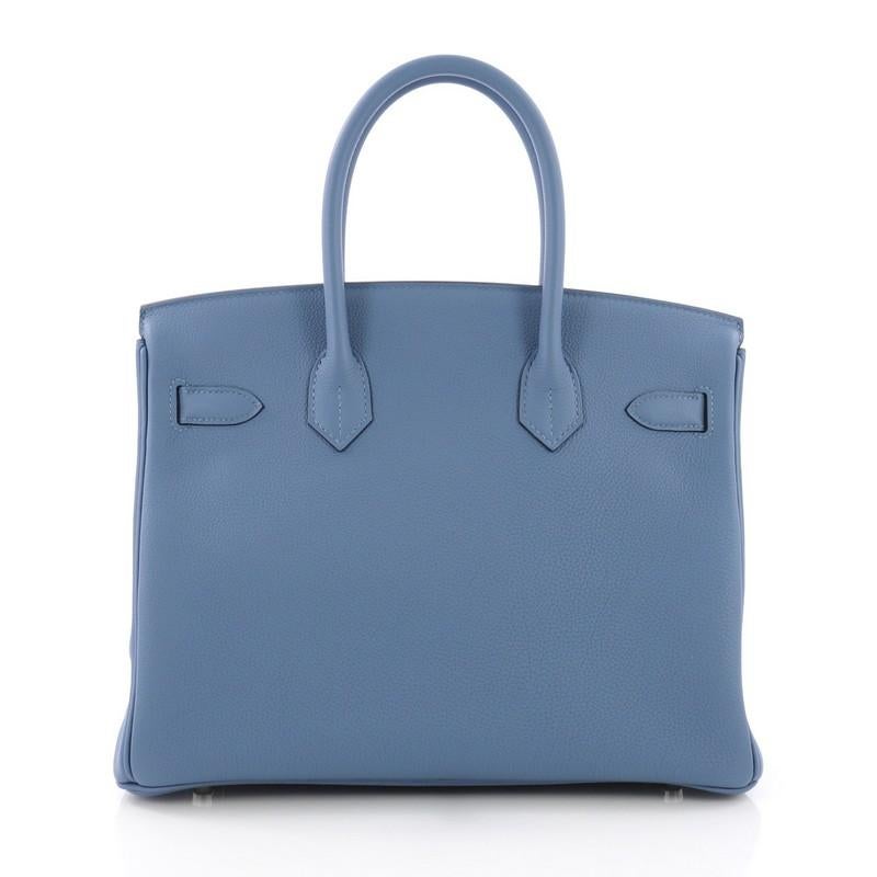 Hermes Birkin Handbag Azur Togo with Palladium Hardware 30 In Excellent Condition In NY, NY