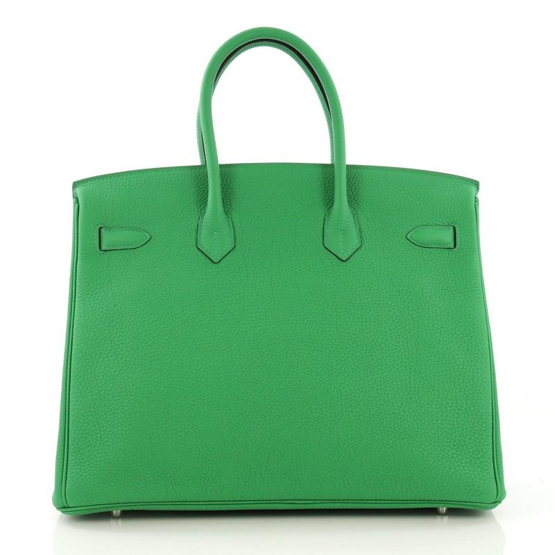 Hermes Birkin Handbag Bamboo Togo with Palladium Hardware 35 In Excellent Condition In NY, NY