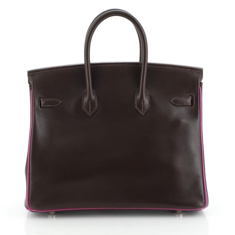 Hermes Birkin Handbag Bicolor Box Calf with Palladium Hardware 25 In Good Condition In NY, NY