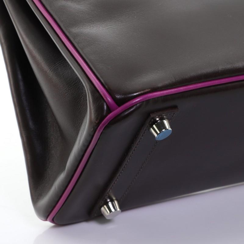 Hermes Birkin Handbag Bicolor Box Calf with Palladium Hardware 25 3