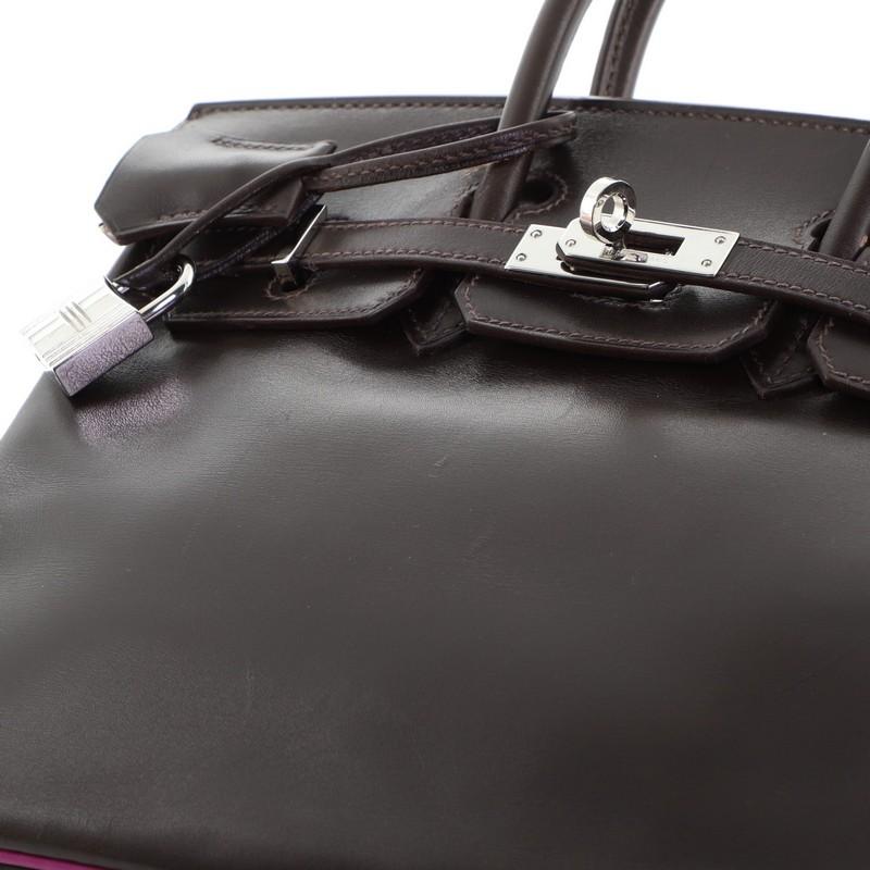 Hermes Birkin Handbag Bicolor Box Calf with Palladium Hardware 25 4