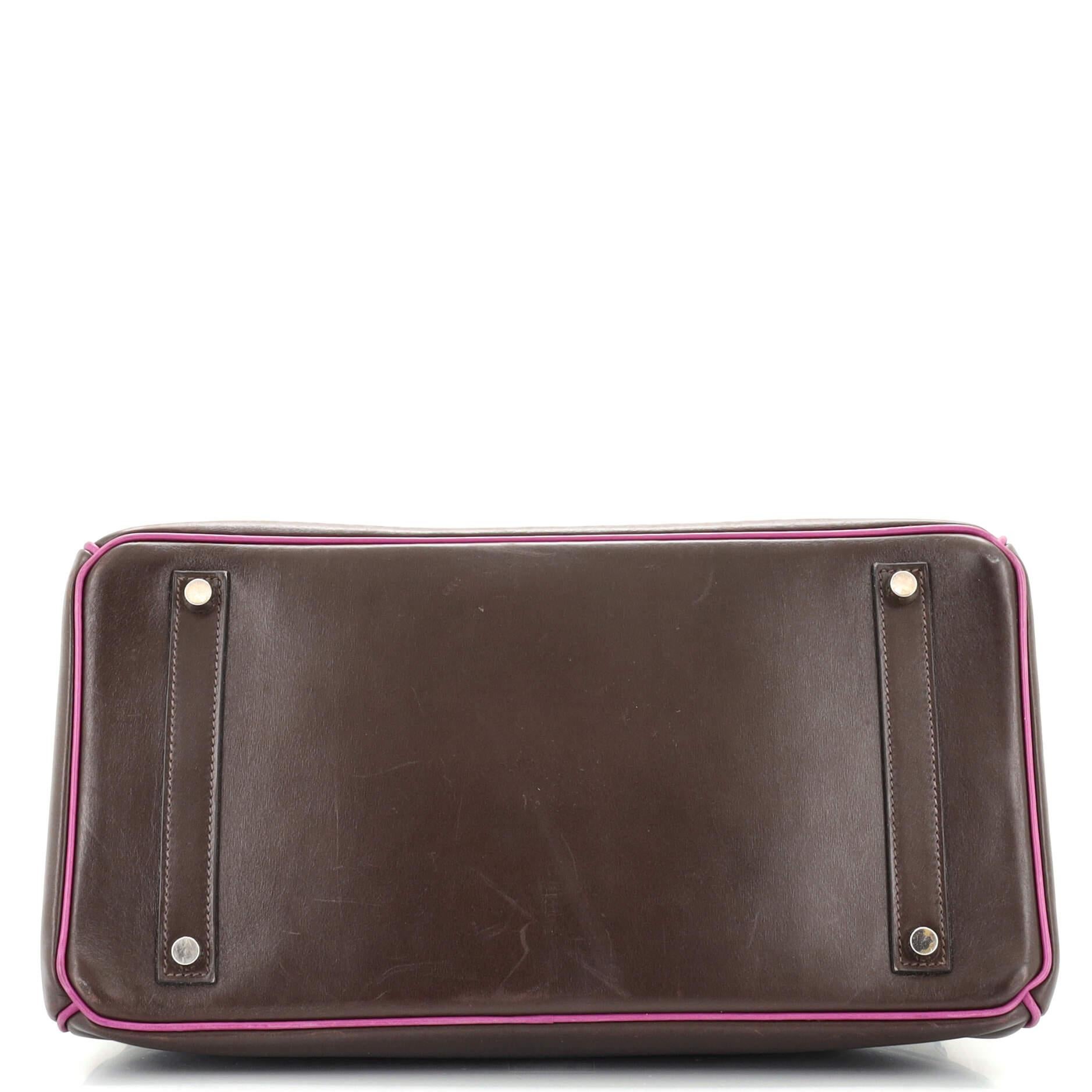 Hermes Birkin Handbag Bicolor Box Calf with Palladium Hardware 35 In Fair Condition In NY, NY