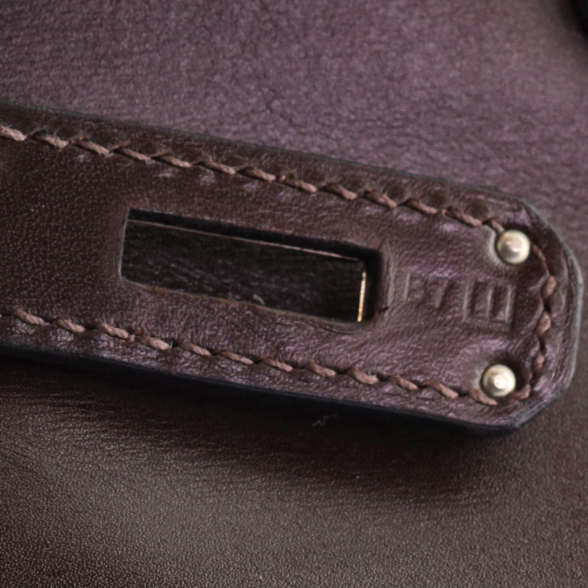 Women's or Men's Hermes Birkin Handbag Bicolor Box Calf with Palladium Hardware 35