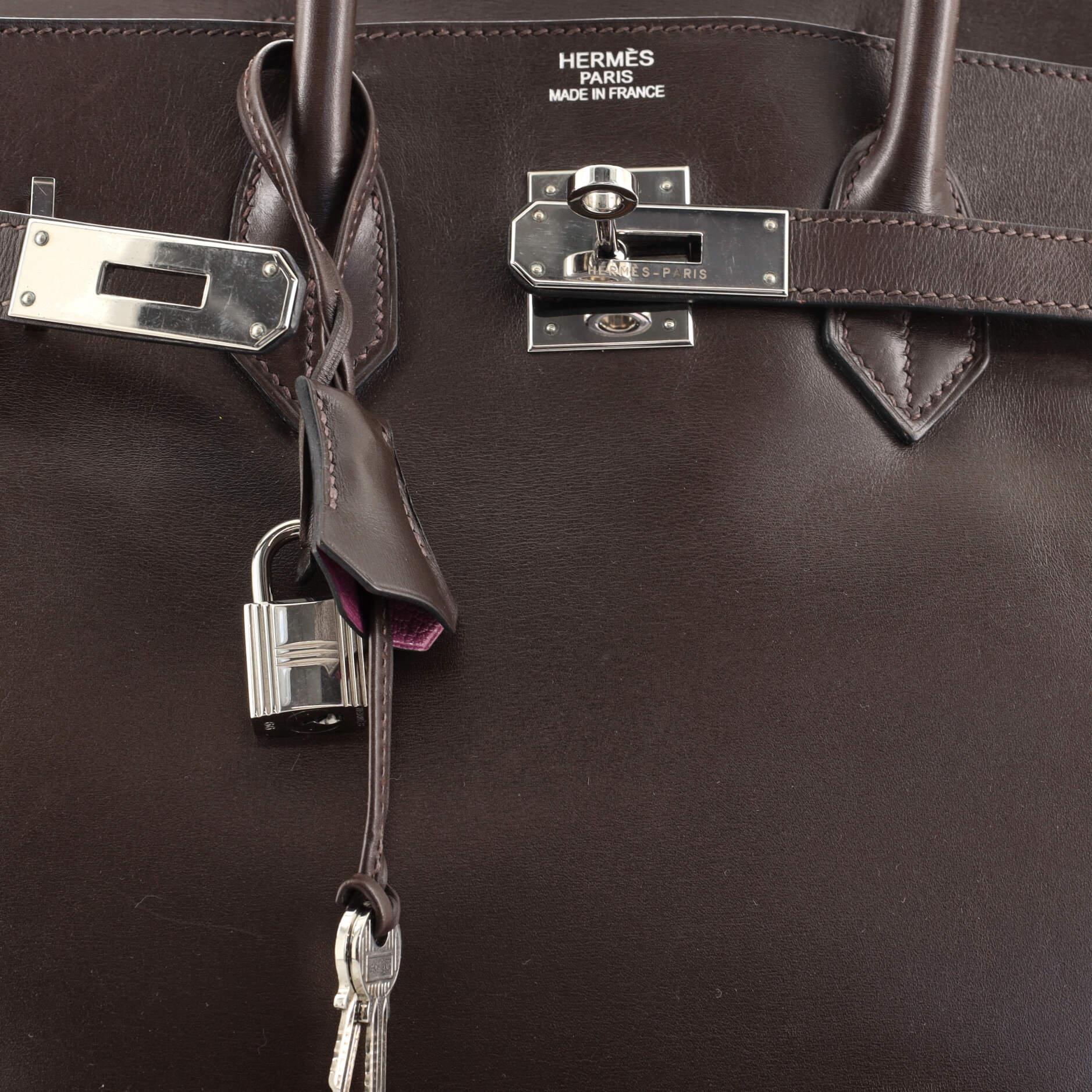 Hermes Birkin Handbag Bicolor Box Calf with Palladium Hardware 35 1