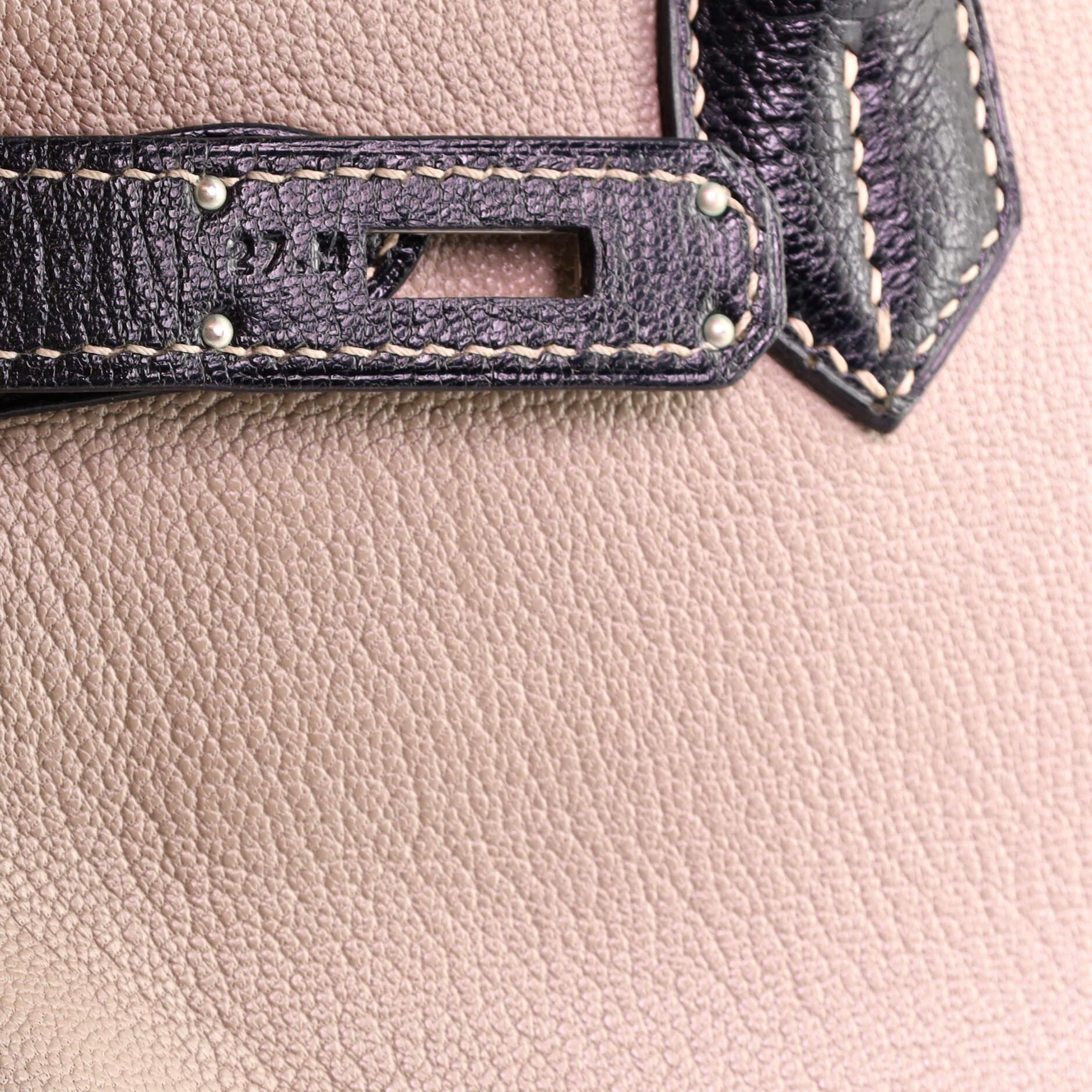 Hermes Birkin Handbag Bicolor Chevre Mysore with Brushed Palladium Hardware 4