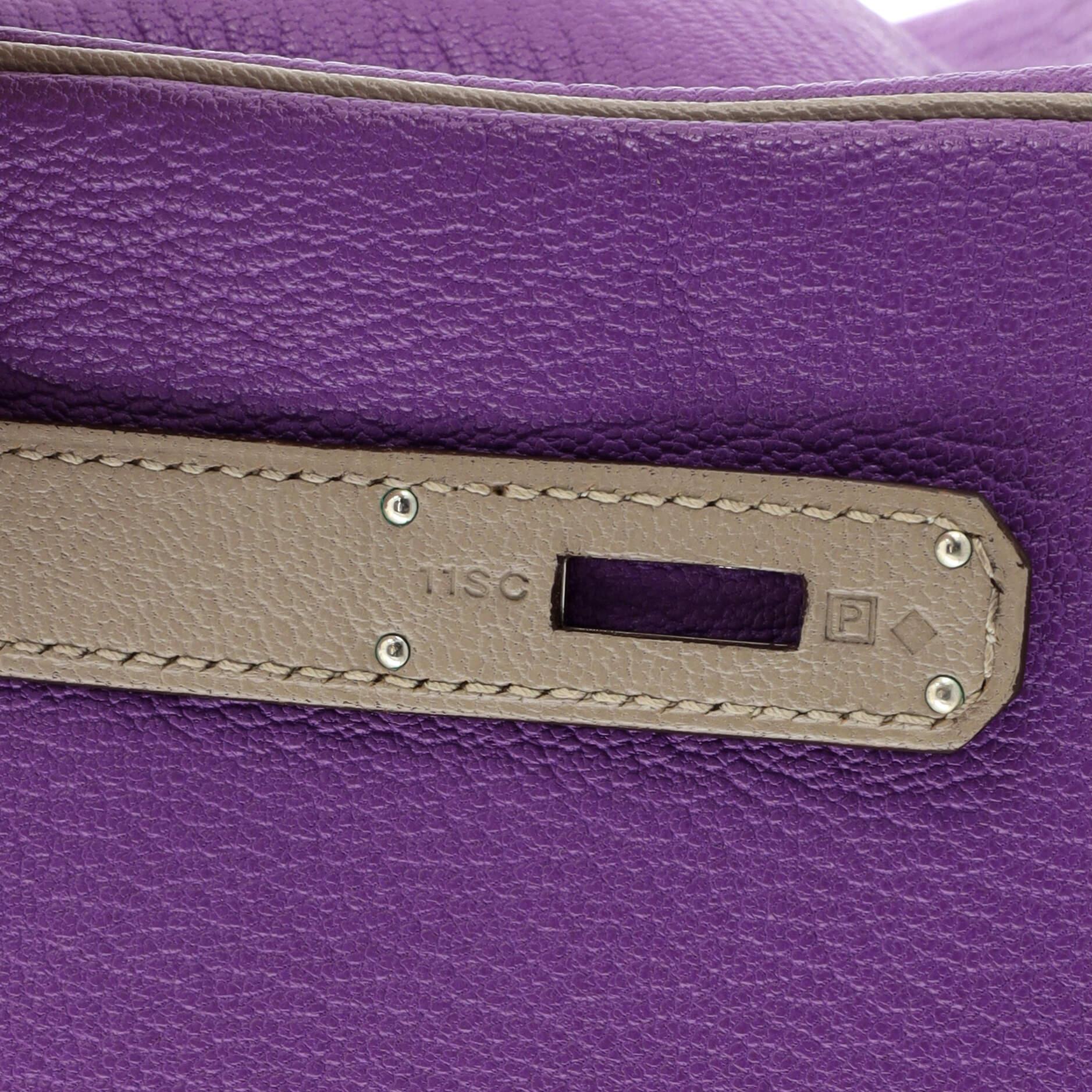 Hermes Birkin Handbag Bicolor Chevre Mysore with Brushed Palladium Hardware 30 6