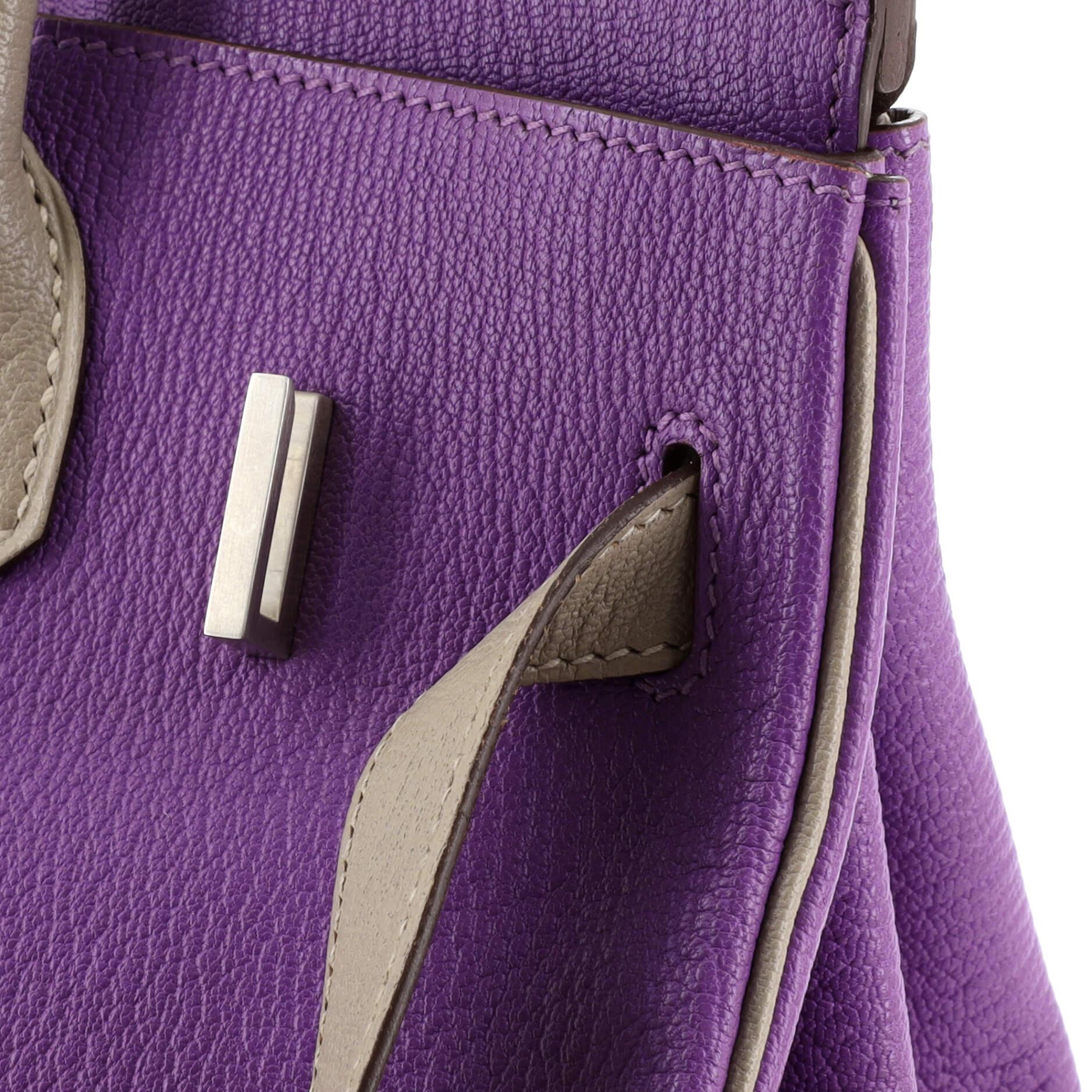 Hermes Birkin Handbag Bicolor Chevre Mysore with Brushed Palladium Hardware 30 4