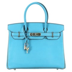 Hermes Birkin Handbag Bicolor Chevre Mysore with Palladium Hardware 30