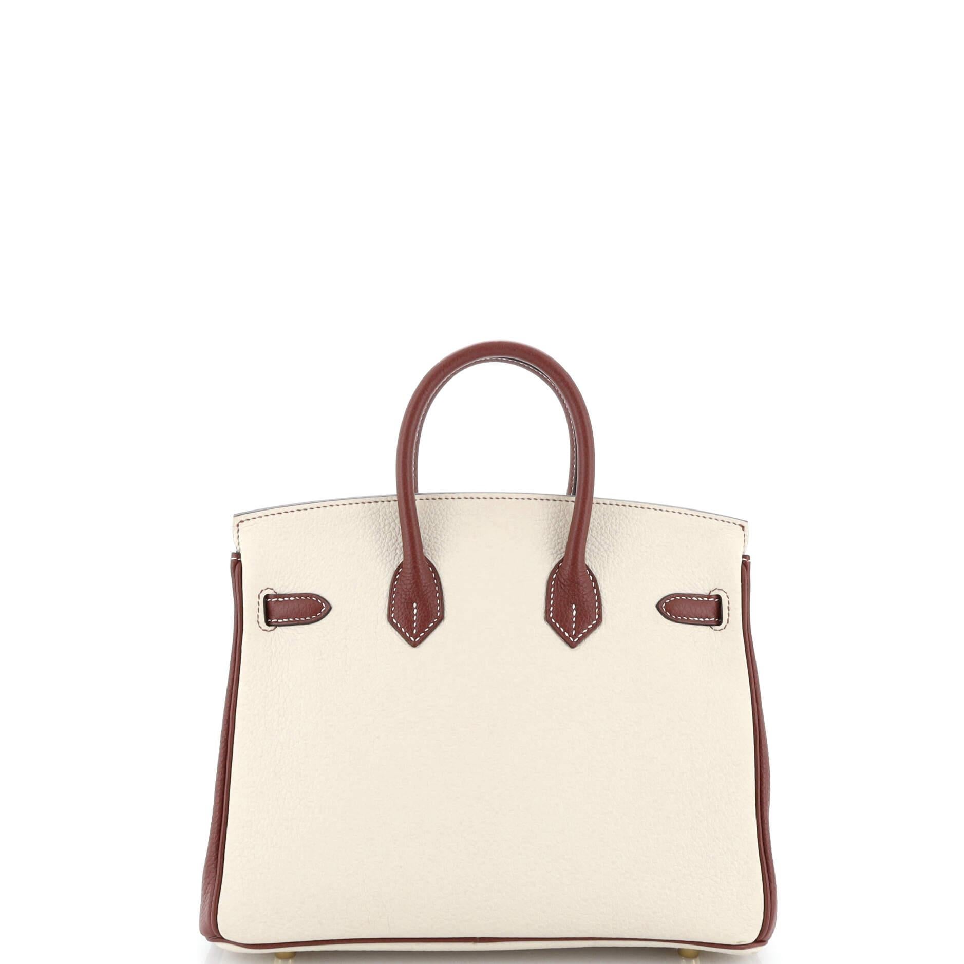 Hermes Birkin Handbag Bicolor Clemence with Brushed Gold Hardware 25 Unisexe en vente