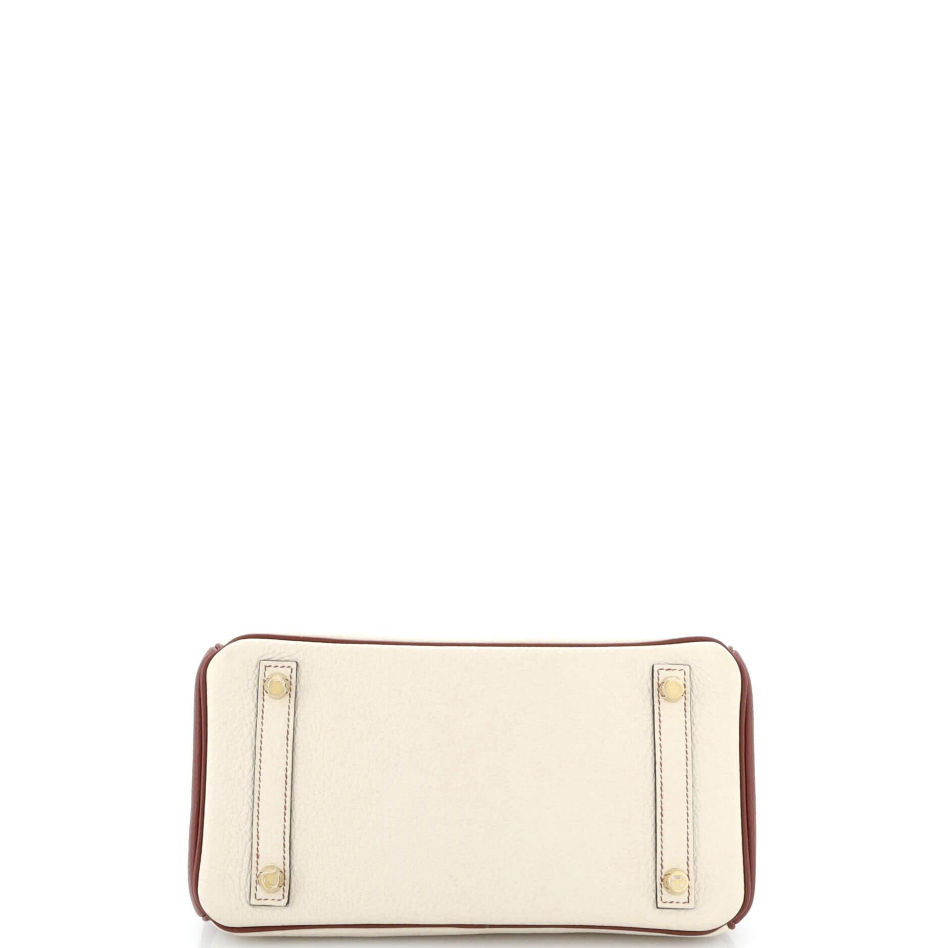 Hermes Birkin Handbag Bicolor Clemence with Brushed Gold Hardware 25 For Sale 1
