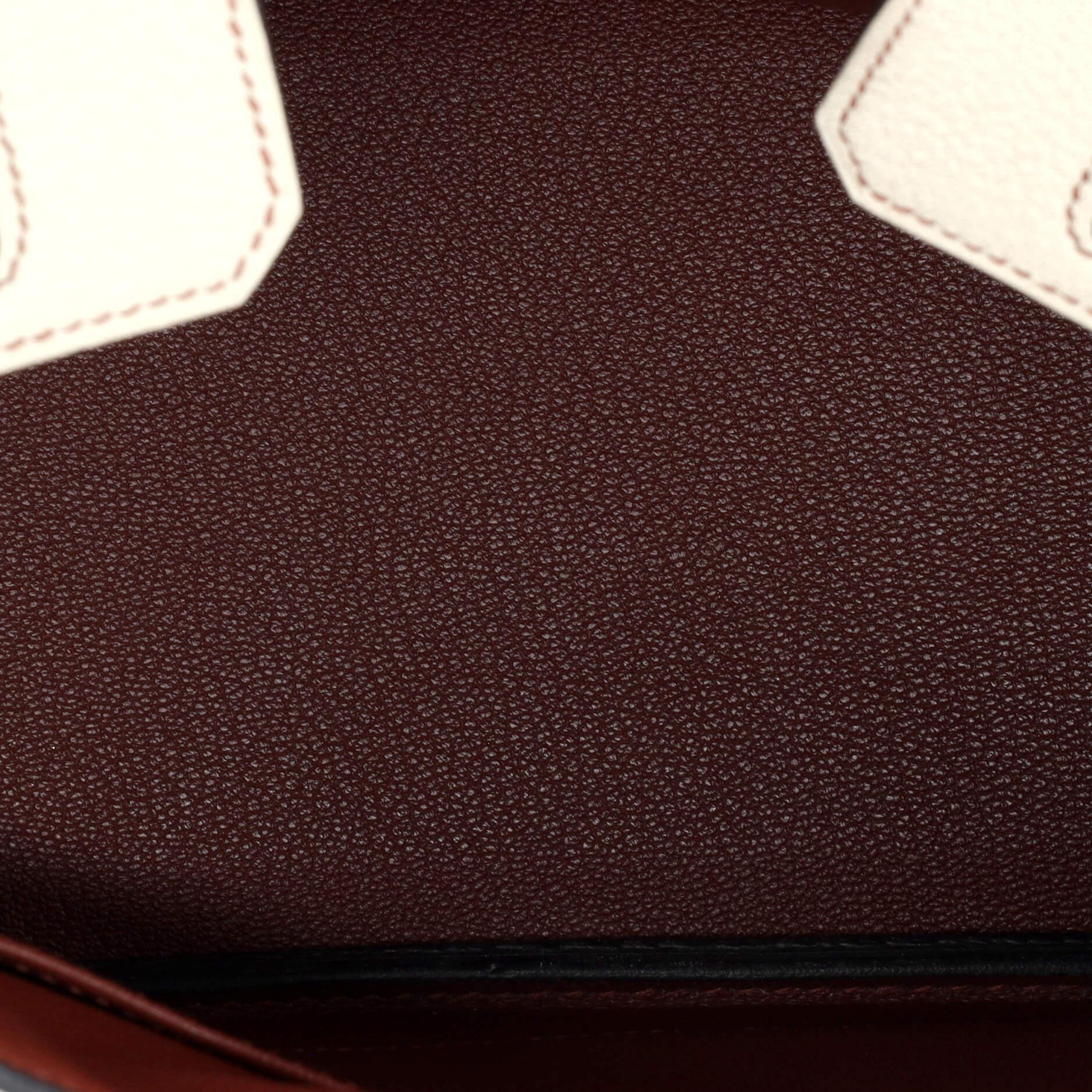 Hermes Birkin Handbag Bicolor Clemence with Brushed Gold Hardware 25 For Sale 3