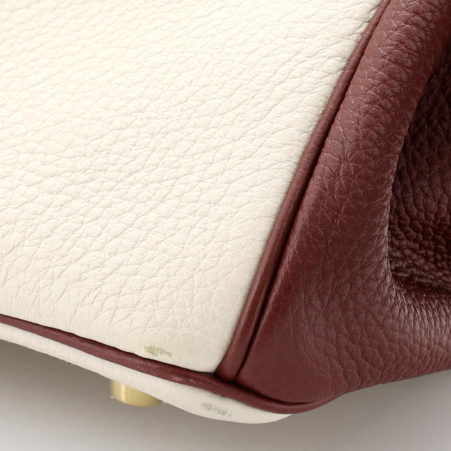 Hermes Birkin Handbag Bicolor Clemence with Brushed Gold Hardware 25 en vente 4