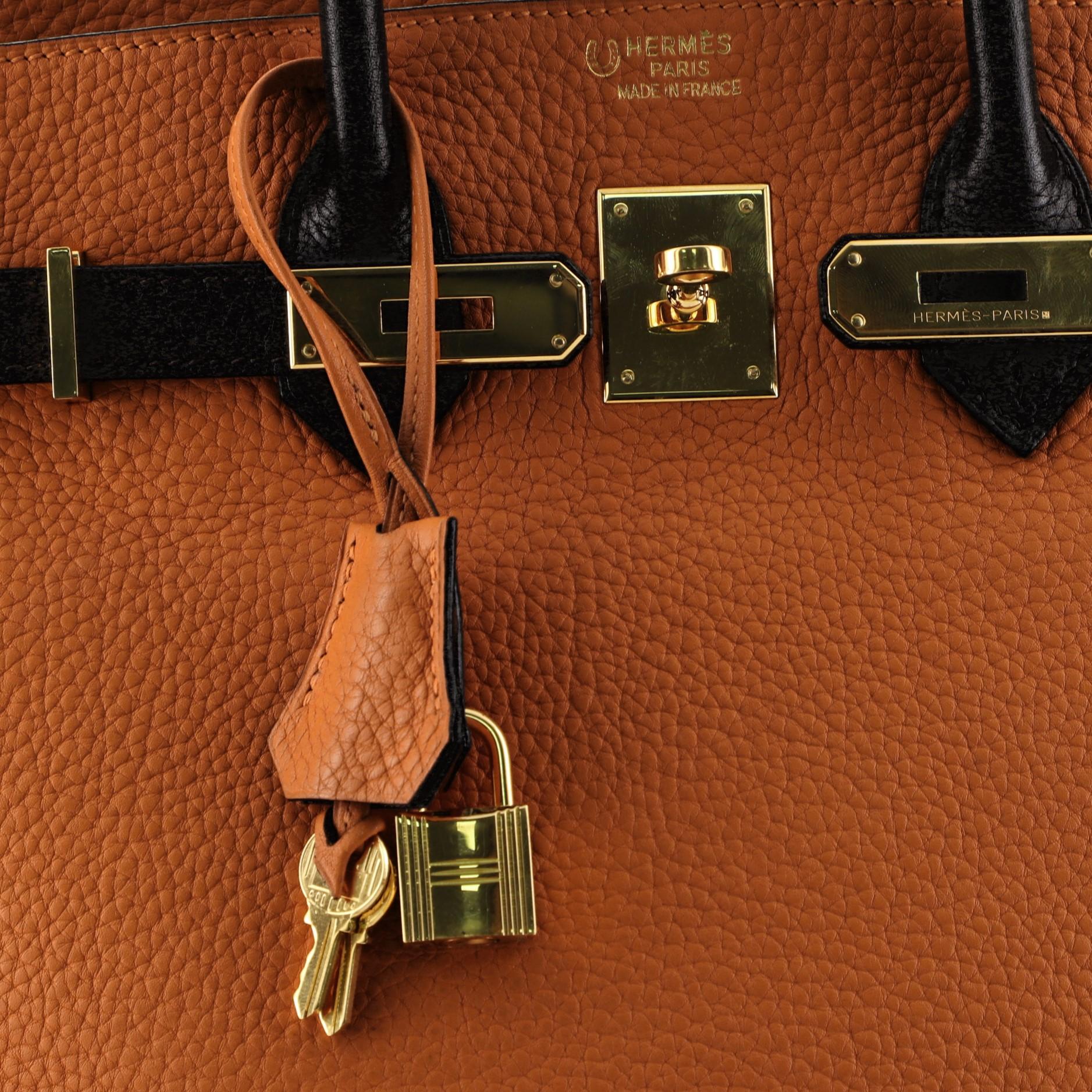 Hermes Birkin Handbag Bicolor Clemence With Gold Hardware 35 4