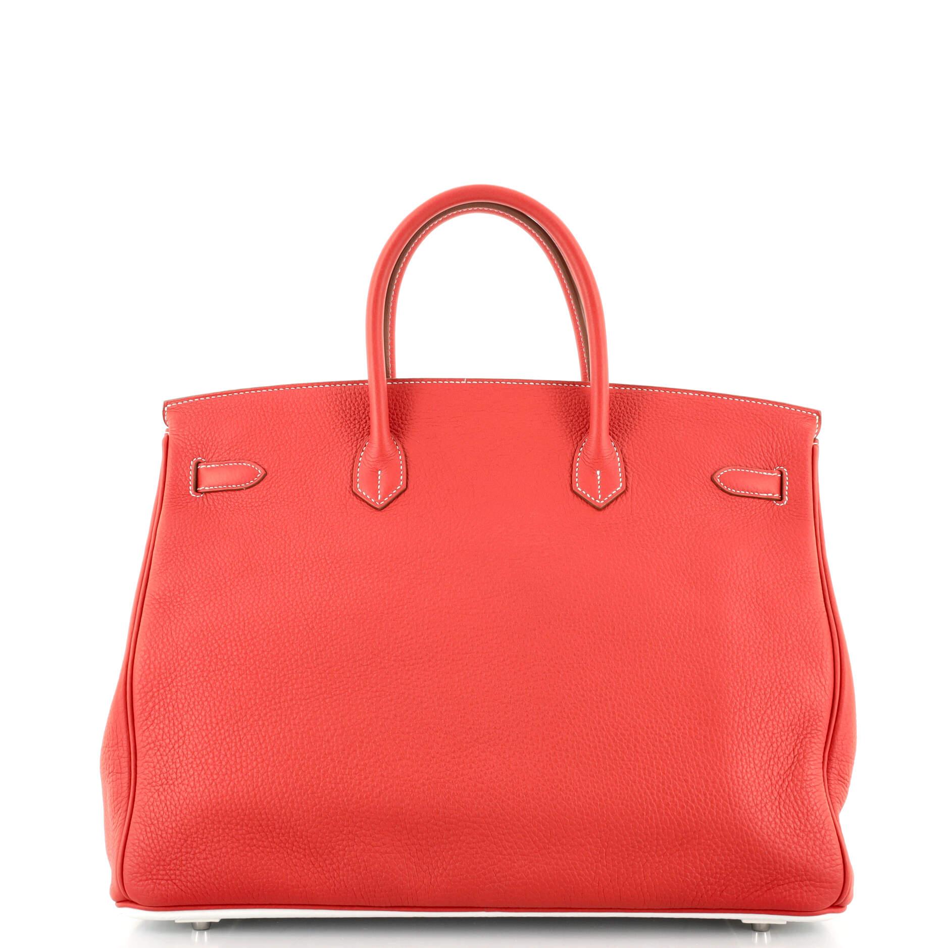 Hermes Birkin Handbag Bicolor Clemence with Palladium Hardware 40 In Good Condition In NY, NY