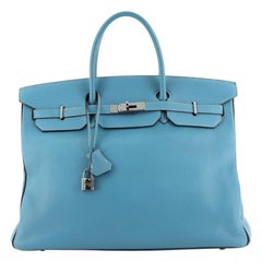 Hermes Birkin Handbag Bicolor Clemence with Palladium Hardware 40