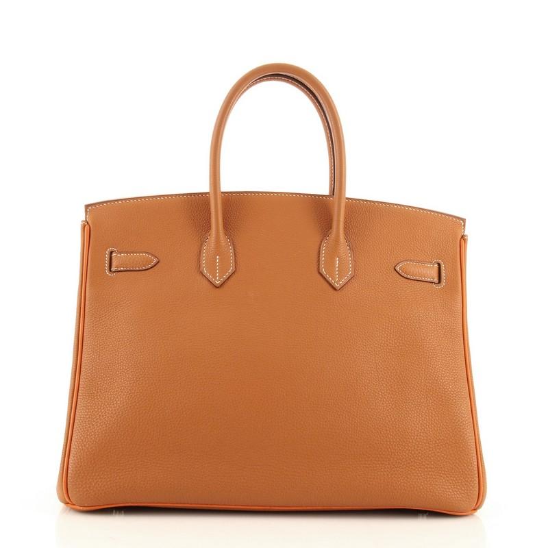 Orange Hermes Birkin Handbag Bicolor Clemence with Ruthenium Hardware 35