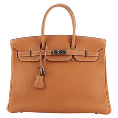 Hermes Birkin Handbag Bicolor Clemence with Ruthenium Hardware 35