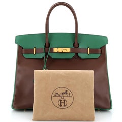 Hermes Birkin Handbag Bicolor Courchevel with Gold Hardware 35