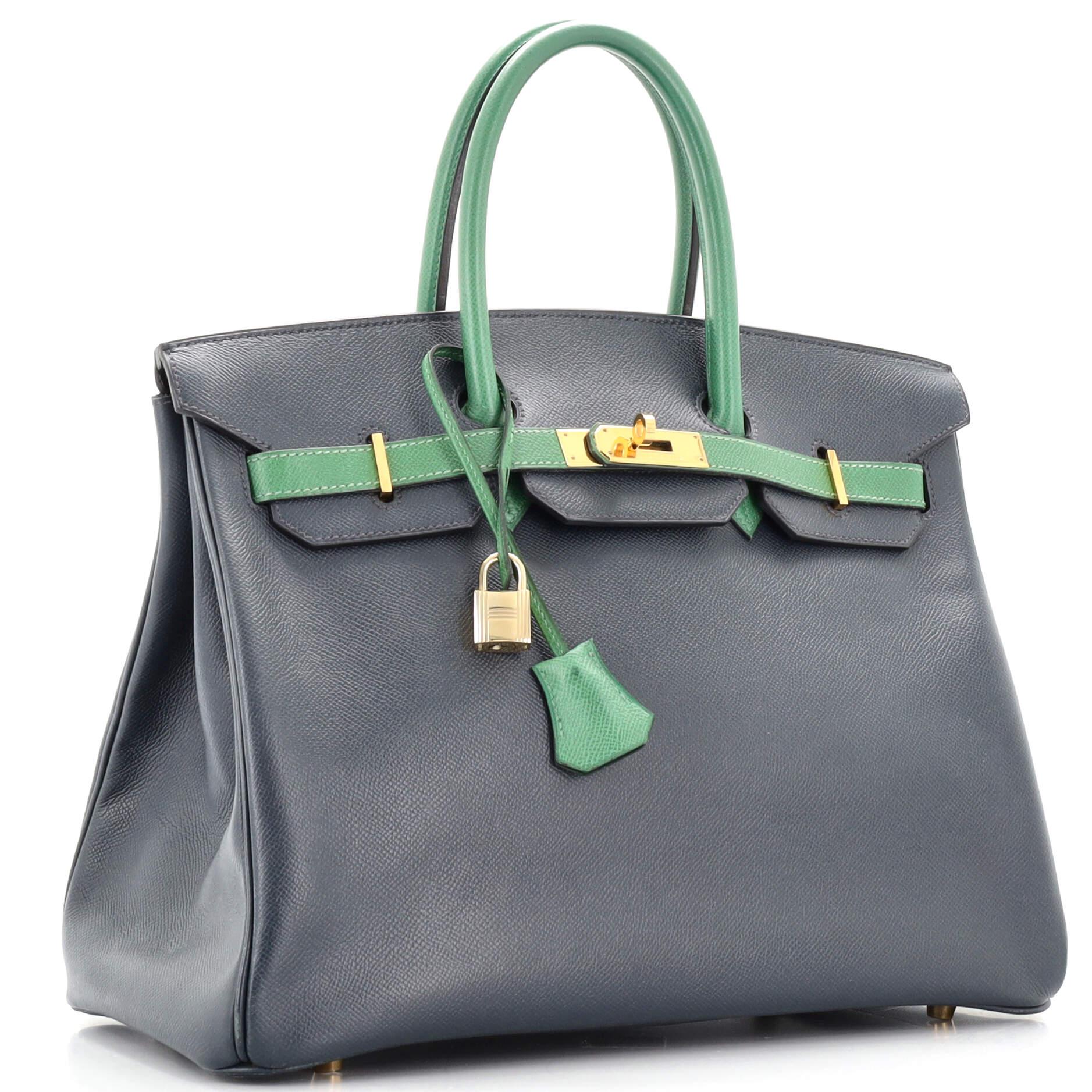 Gray Hermes Birkin Handbag Bicolor Courchevel with Gold Hardware 35