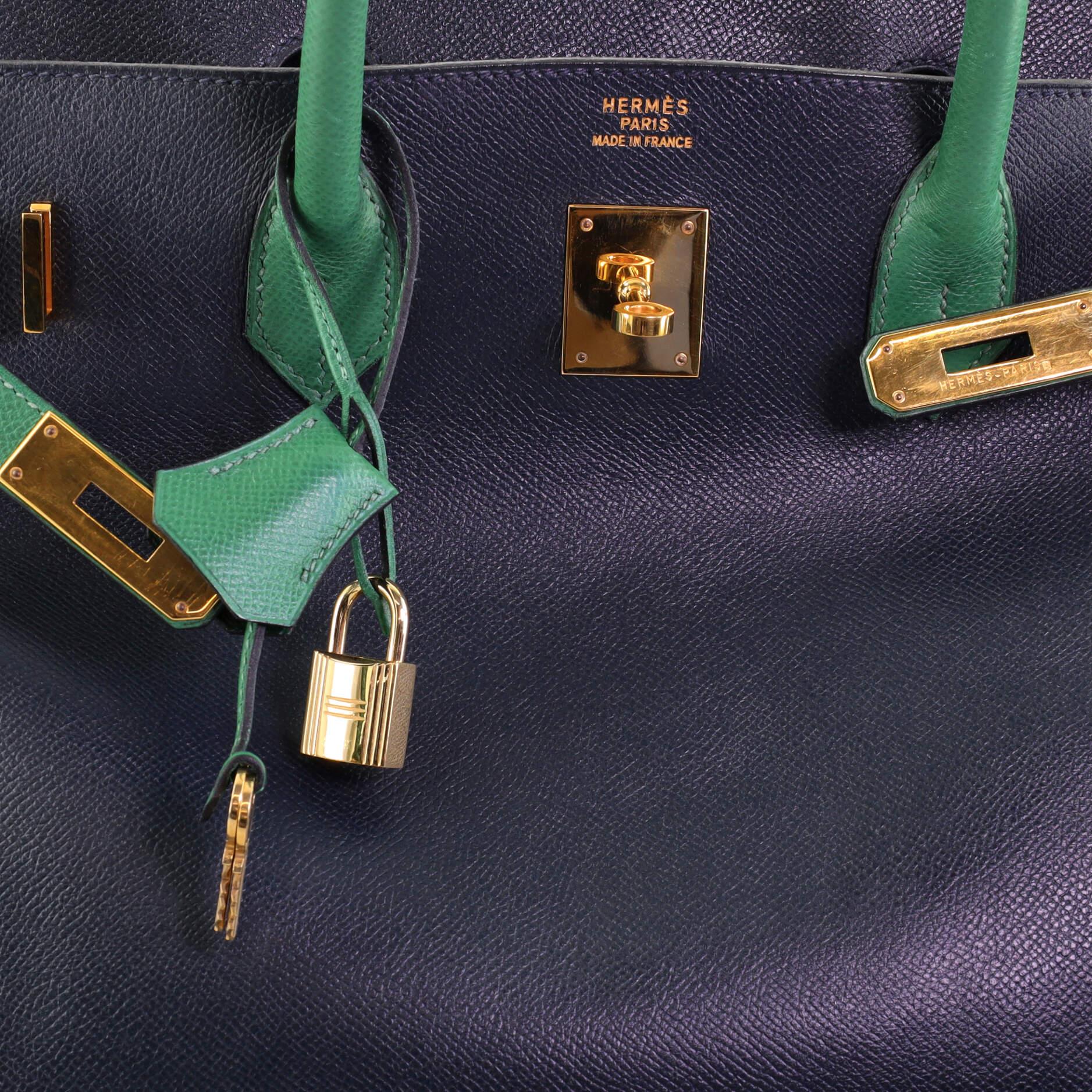 Hermes Birkin Handbag Bicolor Courchevel with Gold Hardware 40 3