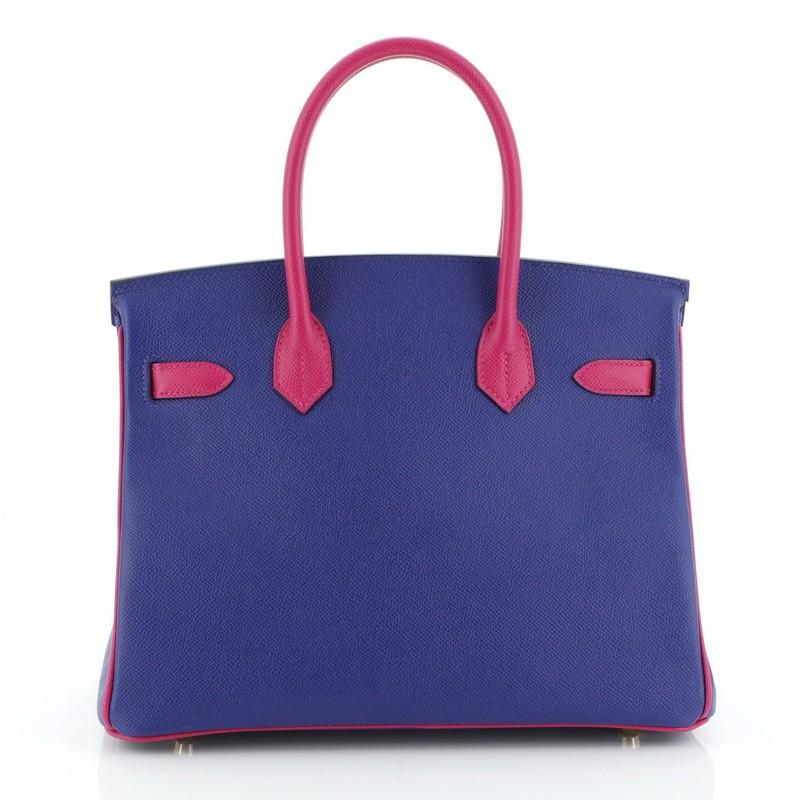 Purple Hermes Birkin Handbag Bicolor Epsom with Gold Hardware 30