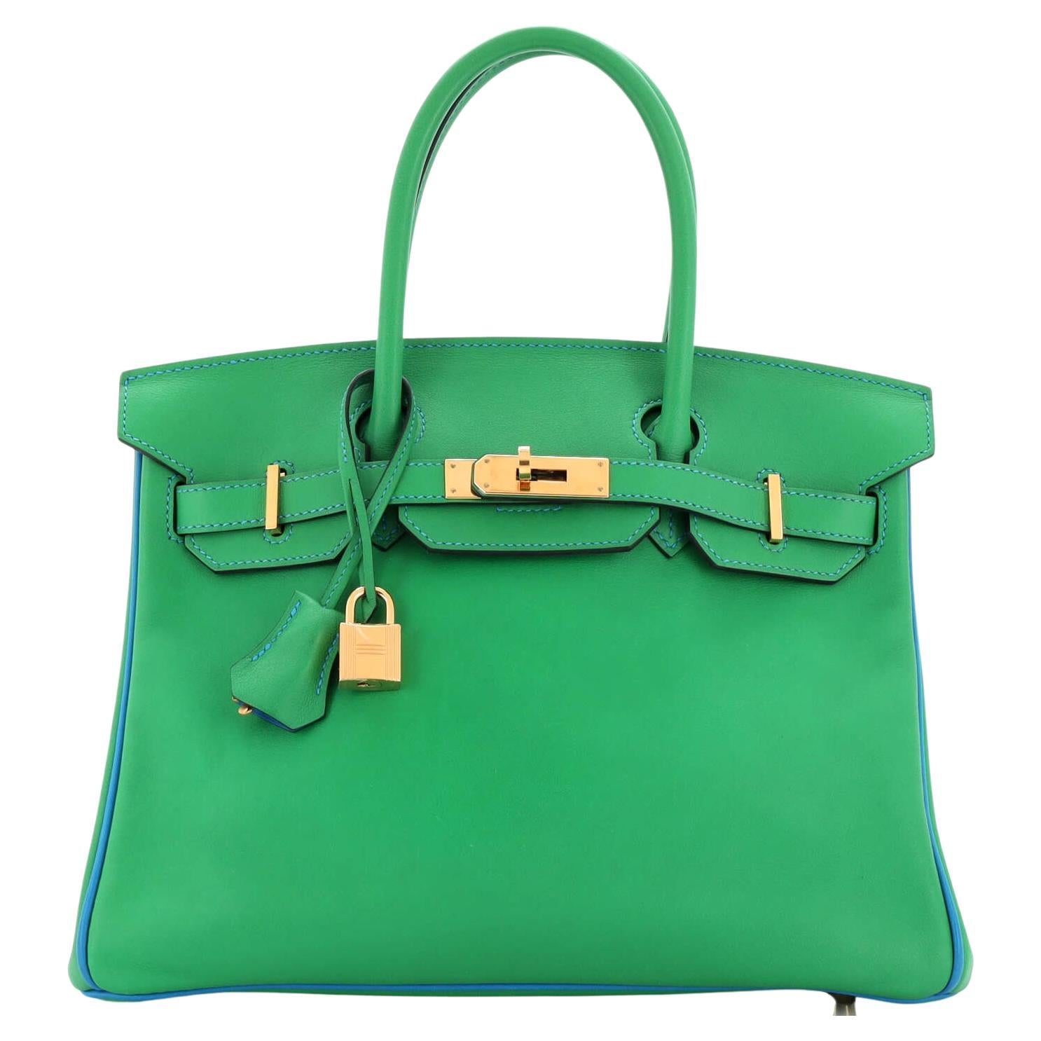 Hermes Birkin Handbag Bicolor Swift with Gold Hardware 30 For Sale