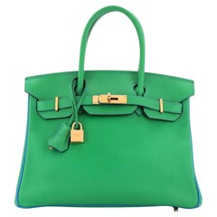 Hermes Birkin Handbag Bicolor Swift with Gold Hardware 30