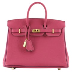 Hermes Birkin Handbag Bicolor Togo with Brushed Gold Hardware 25