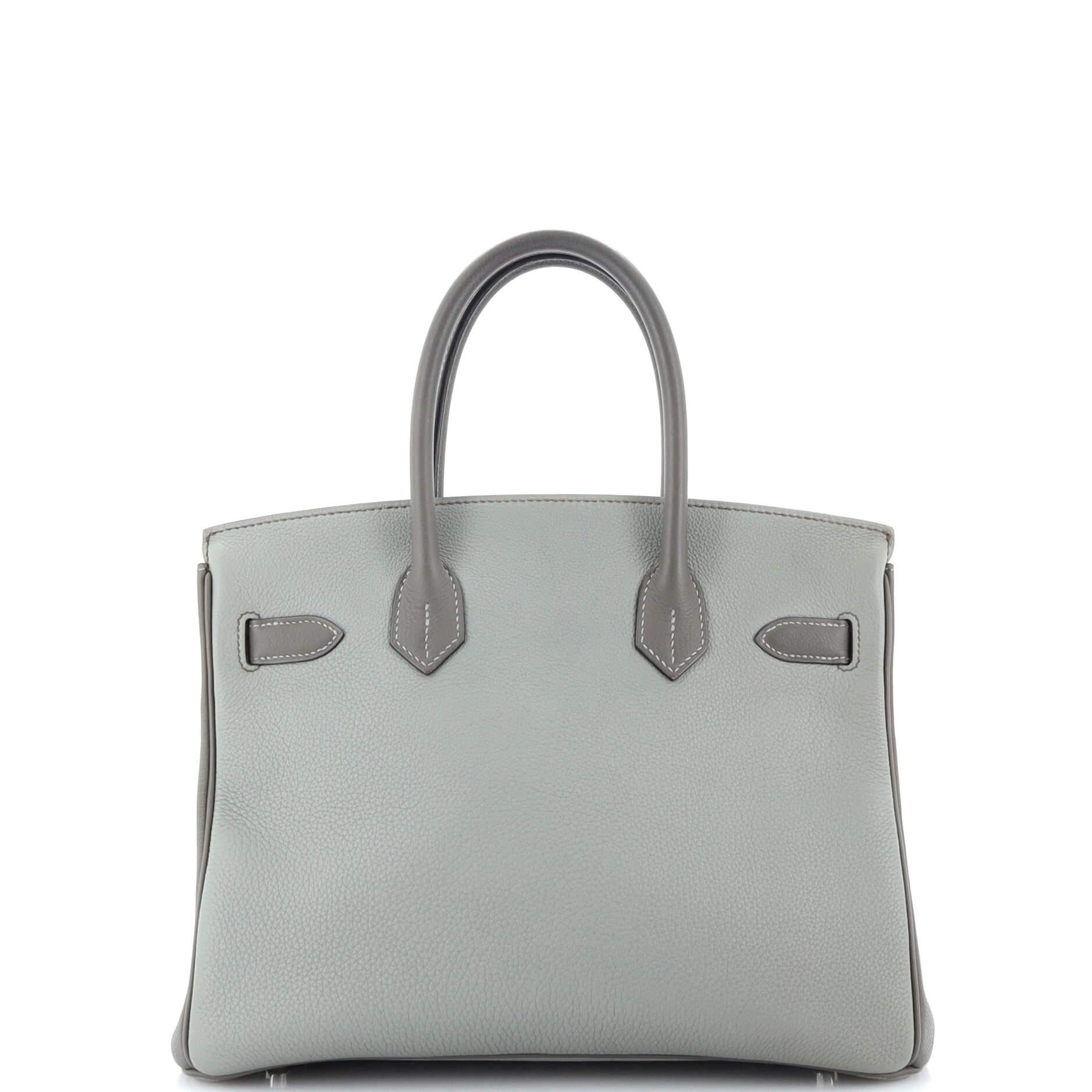 Hermes Birkin Handbag Bicolor Togo with Brushed Palladium Hardware 30 In Good Condition In NY, NY