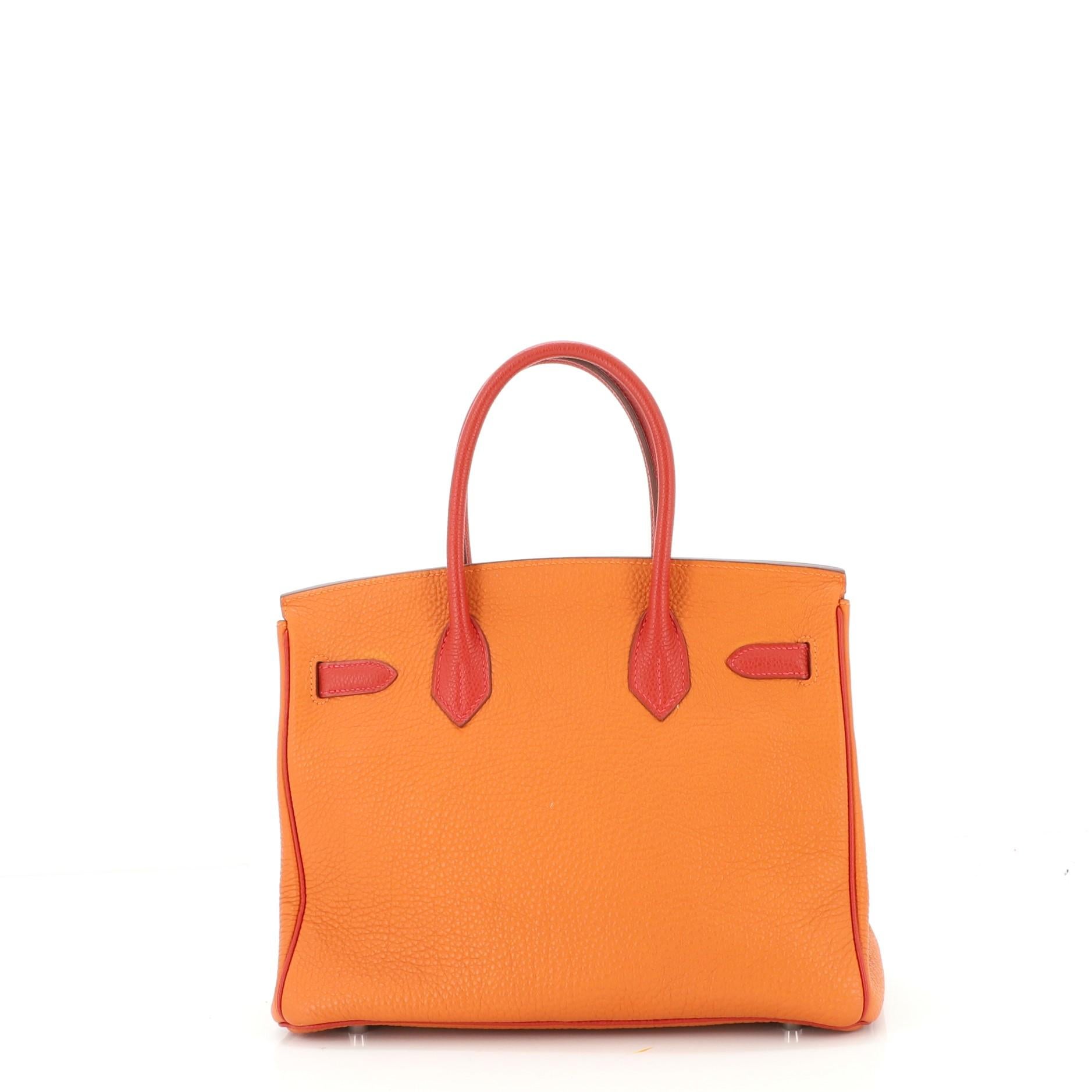 Orange Hermes Birkin Handbag Bicolor Togo with Palladium Hardware 30