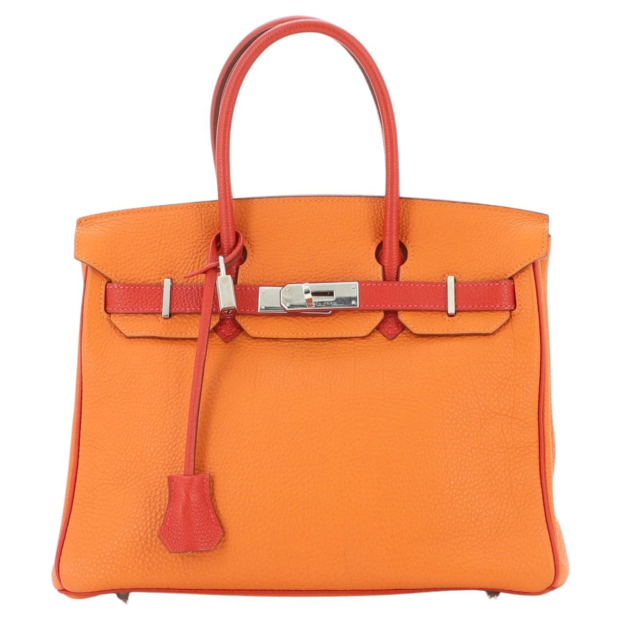 Hermes Birkin Handbag Bicolor Togo with Palladium Hardware 30