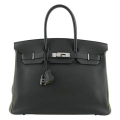 Hermes Birkin Handbag Bicolor Togo With Palladium Hardware 35 