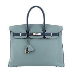 Hermes Birkin Handbag Bicolor Togo With Palladium Hardware 35 