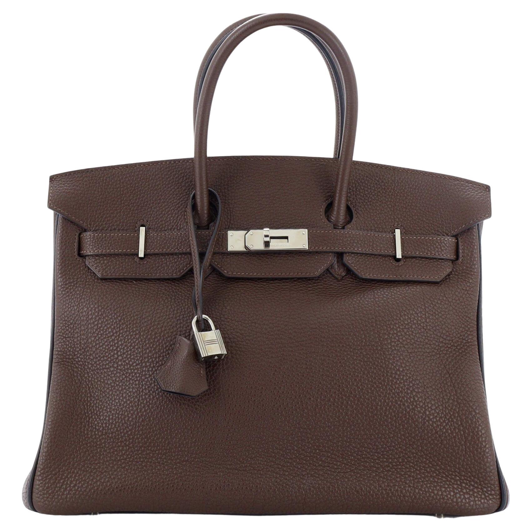 Hermes Birkin Handbag Bicolor Togo with Palladium Hardware 35