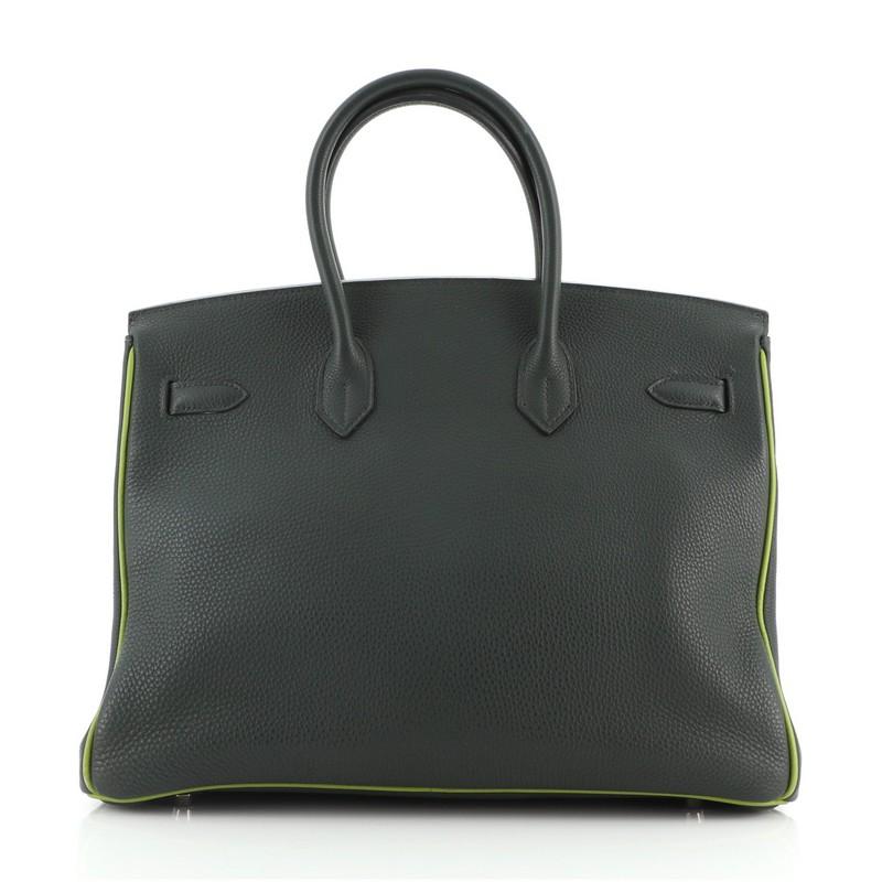 Hermes Birkin Handbag Bicolor Togo with Ruthenium Hardware 35 In Fair Condition In NY, NY