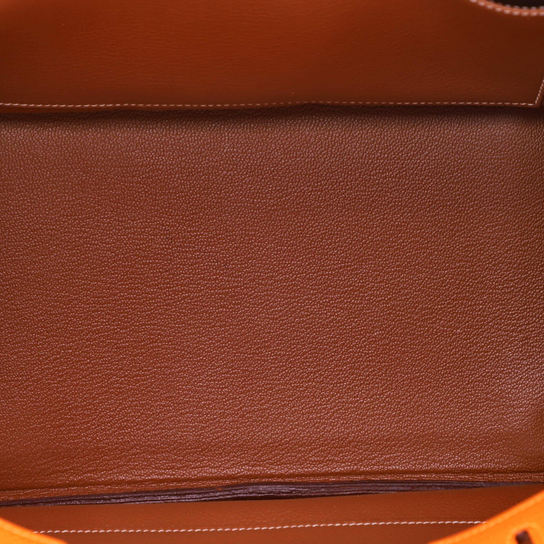 Orange Hermes Birkin Handbag Bicolor Togo with Ruthenium Hardware 35