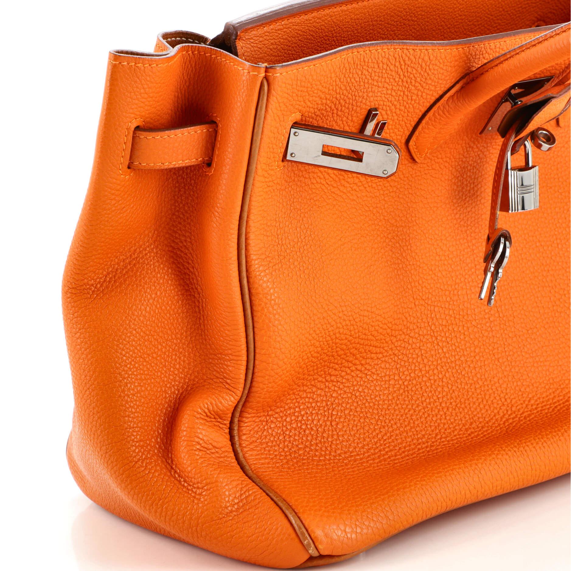 Women's or Men's Hermes Birkin Handbag Bicolor Togo with Ruthenium Hardware 35