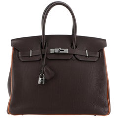 Hermes Birkin Handbag Bicolor Togo With Ruthenium Hardware 35 