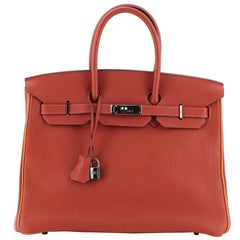 Hermes Birkin Handbag Bicolor Togo with Ruthenium Hardware 35