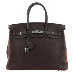 Hermes Birkin Handbag Bicolor Togo With Ruthenium Hardware 35 