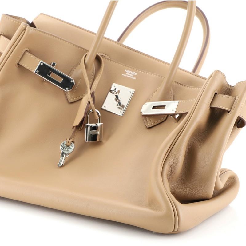Women's or Men's Hermes Birkin Handbag Biscuit Swift with Palladium Hardware 30