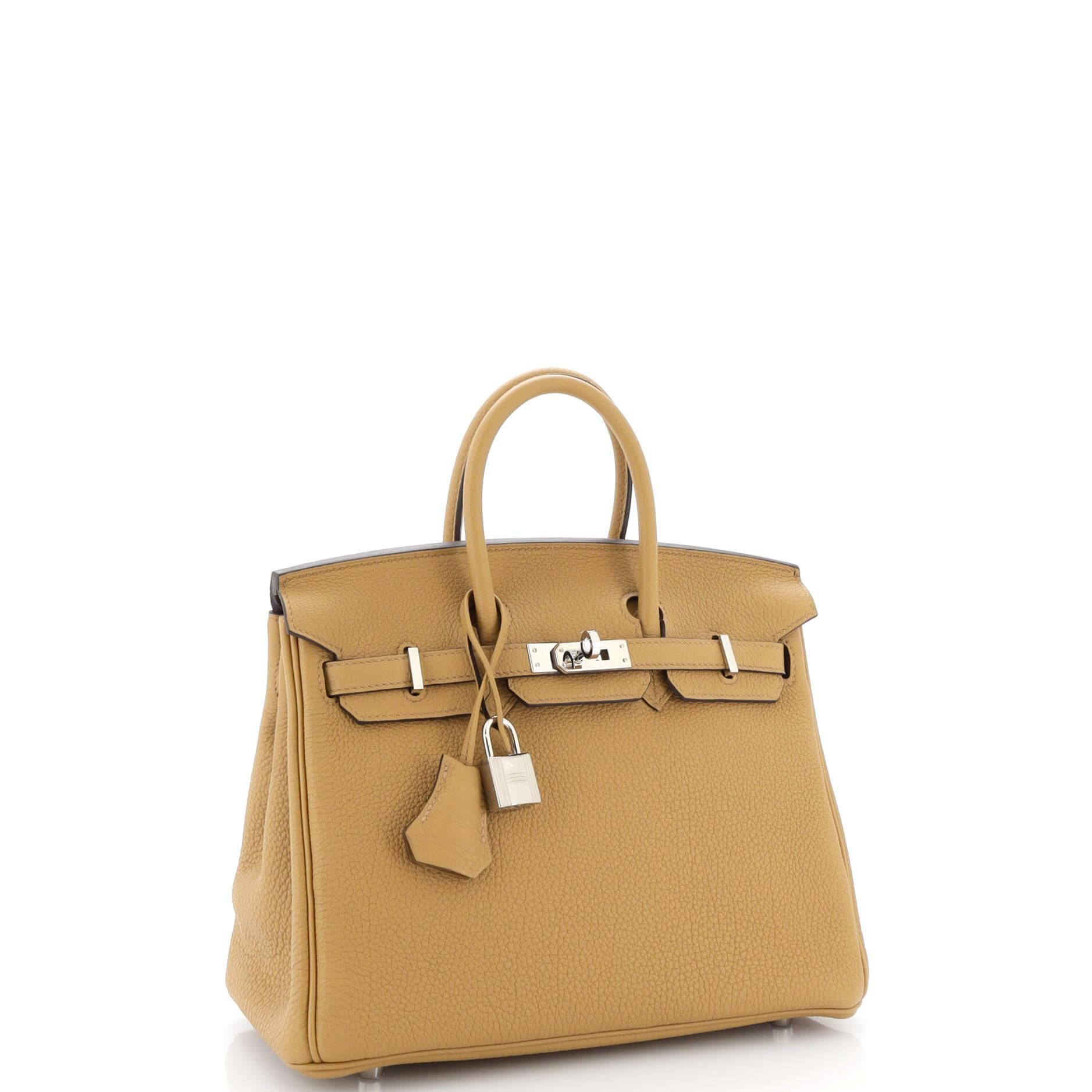 Hermes Birkin Handbag Biscuit Togo with Palladium Hardware 25 In Good Condition In NY, NY
